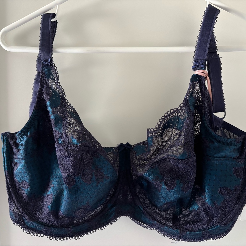 Panache Lingerie Blue Lace Trim Bra with Underwire Support